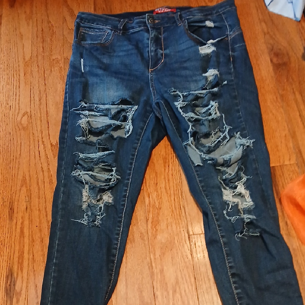 Distressed Blue Jeans